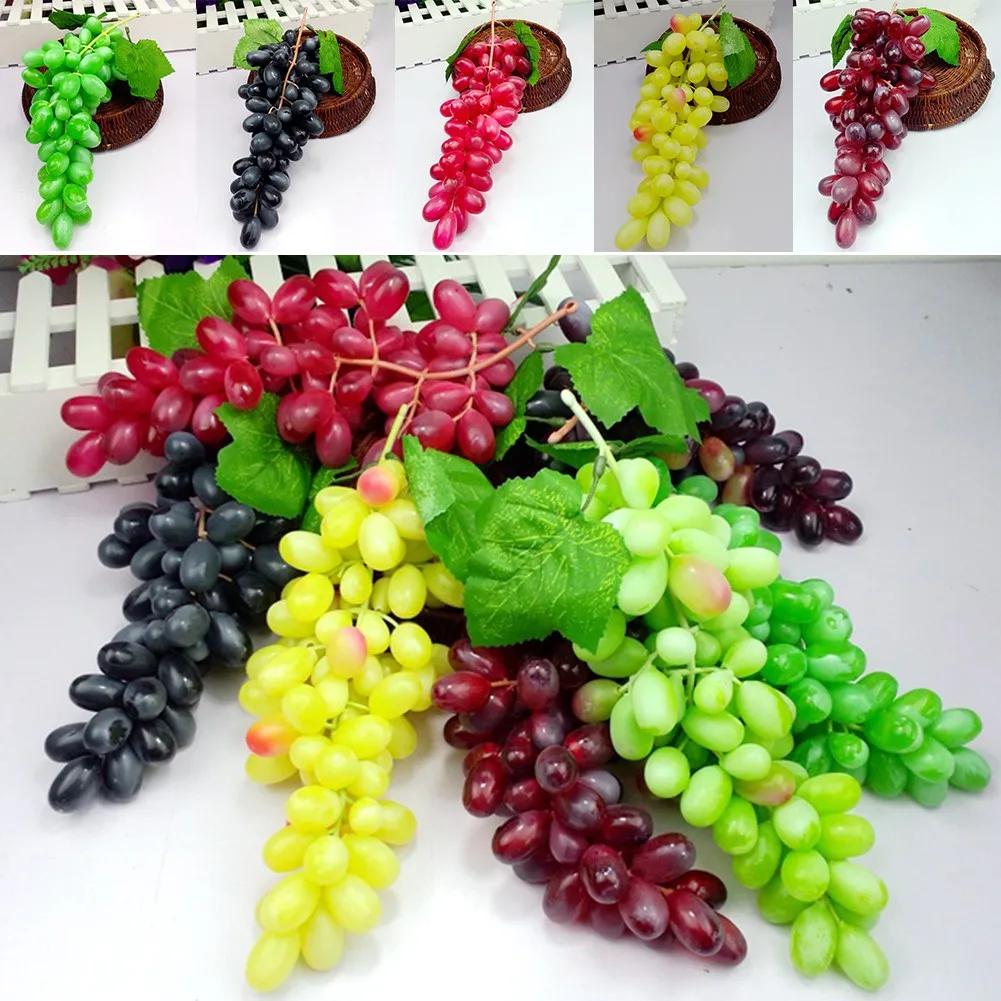 

Real Touch Artificial Fruit Grapes Plastic Fake Leaves Christmas Home Garden Wedding Party Decoration Food Photography Props