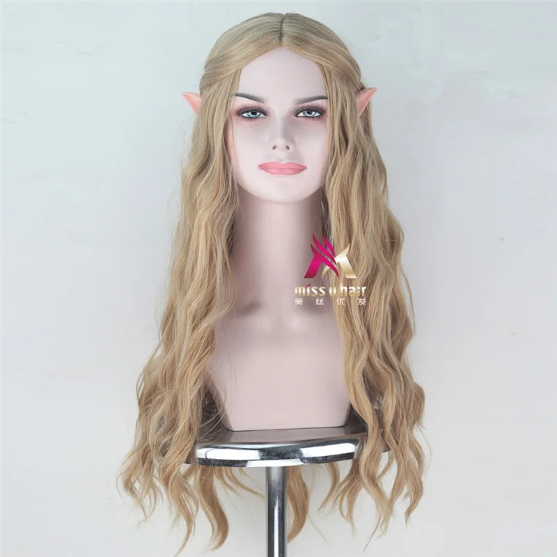 70 см длинный парик с ушками Галадриэль женщины девочка ролевая игра светлые