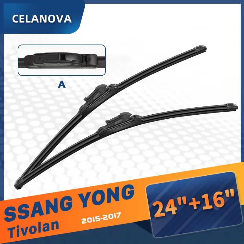 

Щетка стеклоочистителя CELANOVA для SSANG YONG Tivolan 2015-2017 24 дюйма + 16 дюймов, резиновые стеклоочистители без рамы