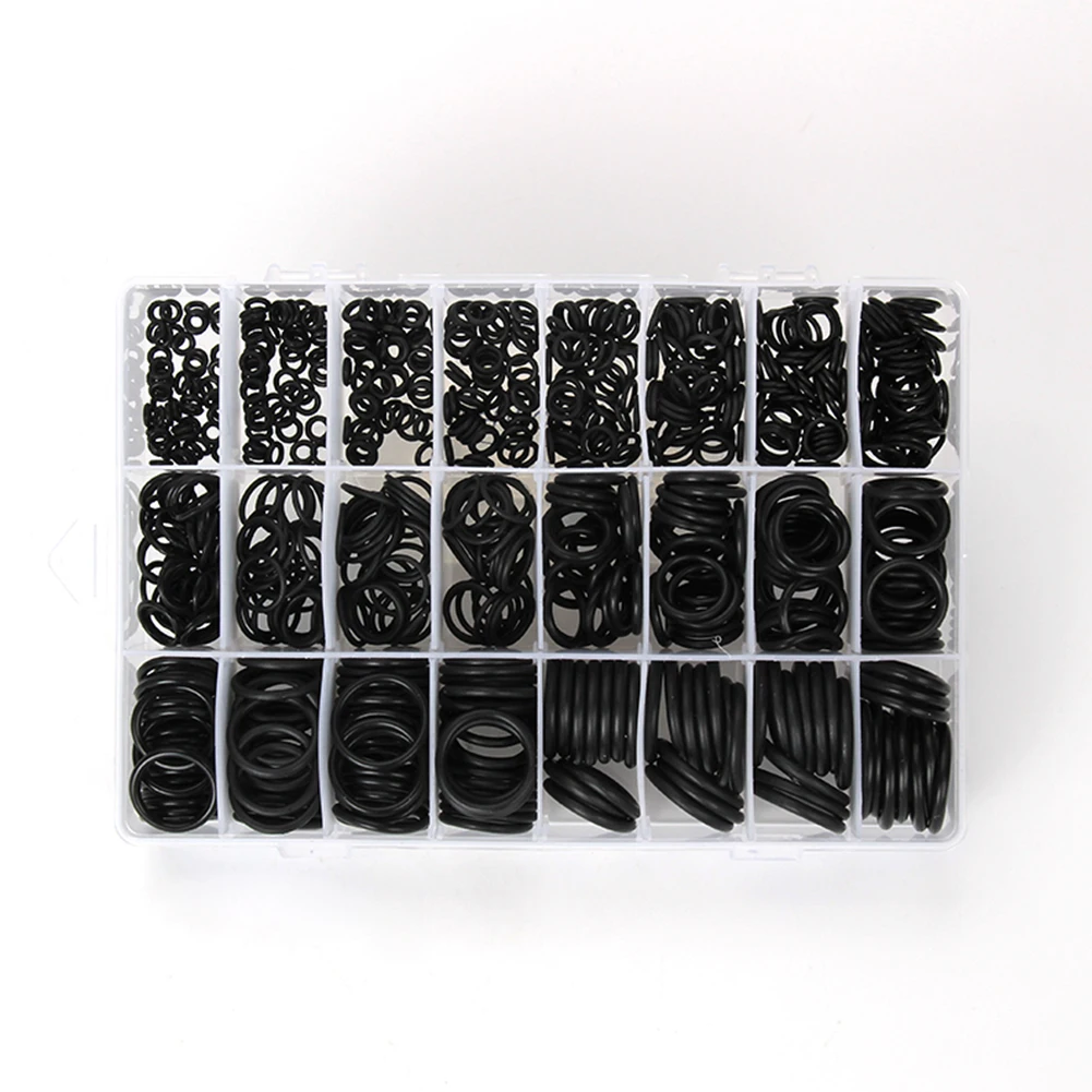 

800Pcs Rubber Grommet O-Ring Oil Resistance O-Ring Washer Seals Assortment Kit 24 Different Sizes With Plactic Box Kit Set
