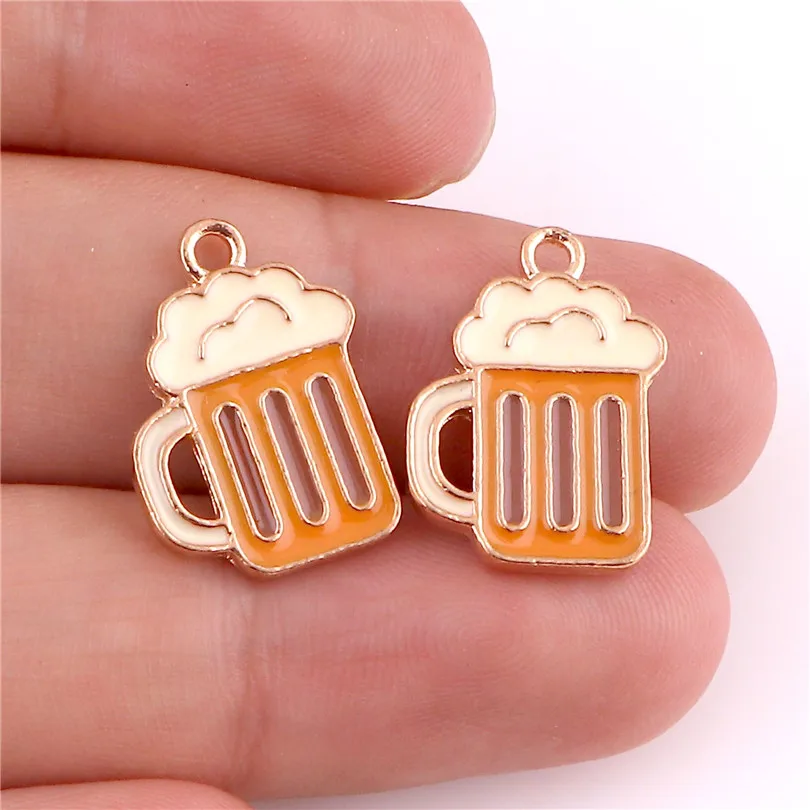 10 шт. Enamels кофейная чашка детская бутылка сплав серьги амулеты DIY ручной работы изготовление волос ожерелье ювелирные изделия, подвески, аксессуары - Окраска металла: 23047 beer cup