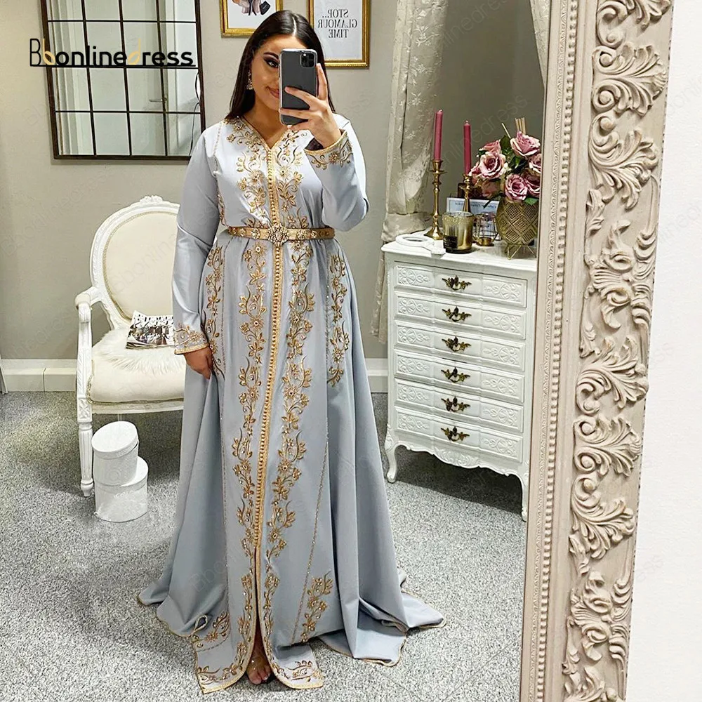 Bbonlinedress Moroccan Kaftan Evening Dresses Embroidery Crystal 2020 Muslim Dubai Arabic Caftan Dress robe marocaine mariage | Свадьбы и