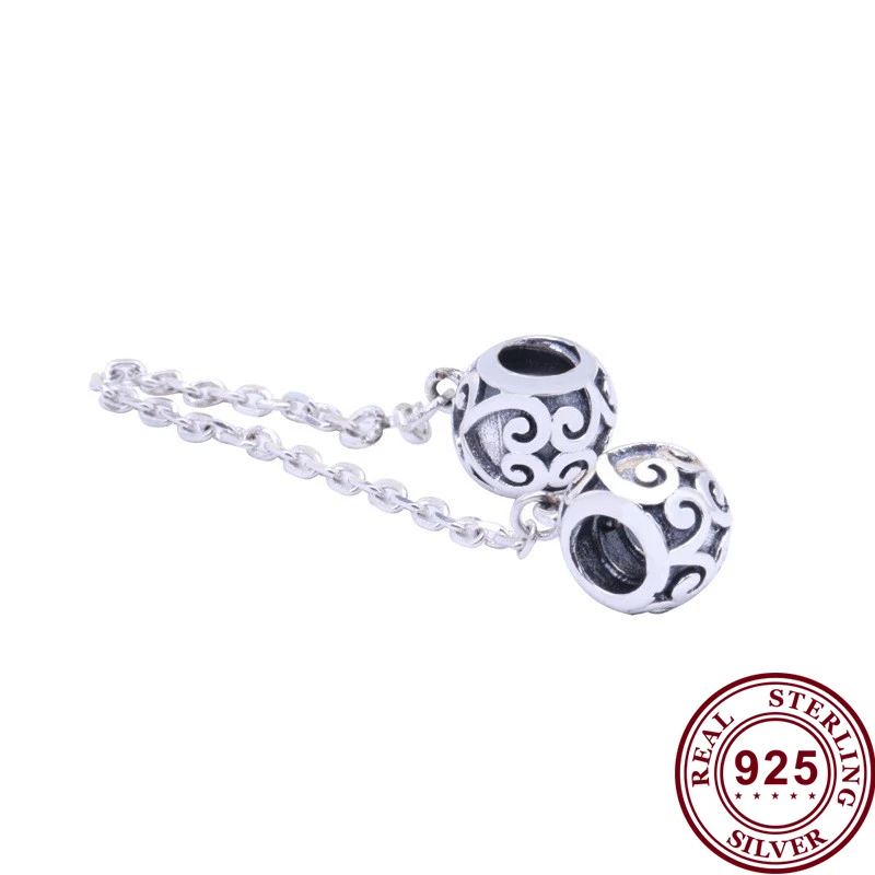 

Original 925 Sterling Silver Retro Magic Love Safety Chain Fit Pandora Women Bracelet & Necklace Diy Jewelry