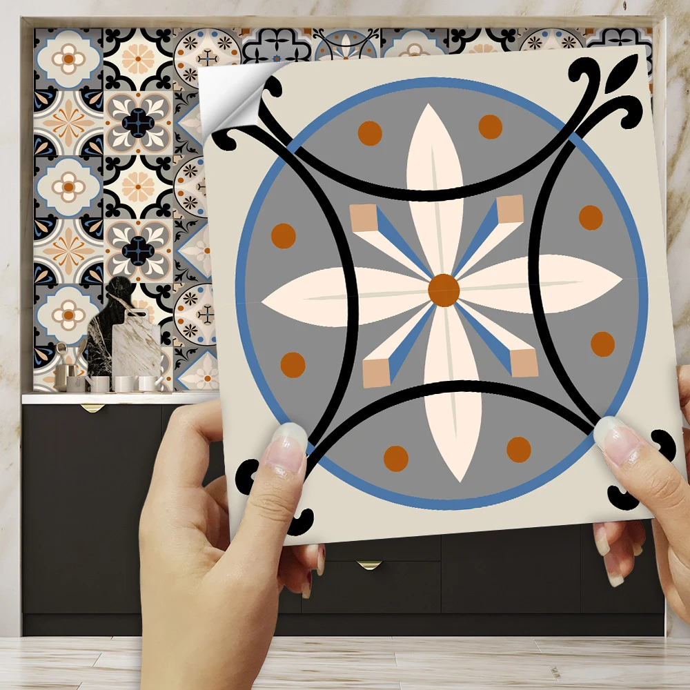 

10/15/20cm Moroccan Tiles Wall Sticker Kitchen Backsplash Wardrobe Bathroom Waterproof Self-adhesive Bright Film Art Wall Decals