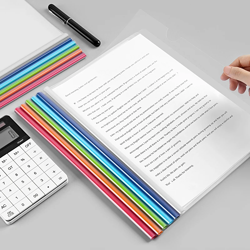 

Fizz Drop-Shaped Transparent Clamp Student A4 Test Paper Storage Book Info Booklet Transparent Insert Pull Rod 6PCS Package