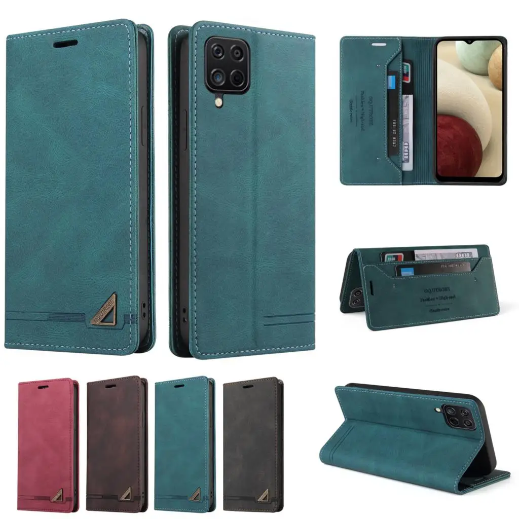 Новый чехол-книжка с защитой от кражи и щеткой для Samsung Galaxy A12 A125 SM-A12F A 12 6,5 EU кошелек магнитная книга Кожаные чехлы для телефонов Luxury Co