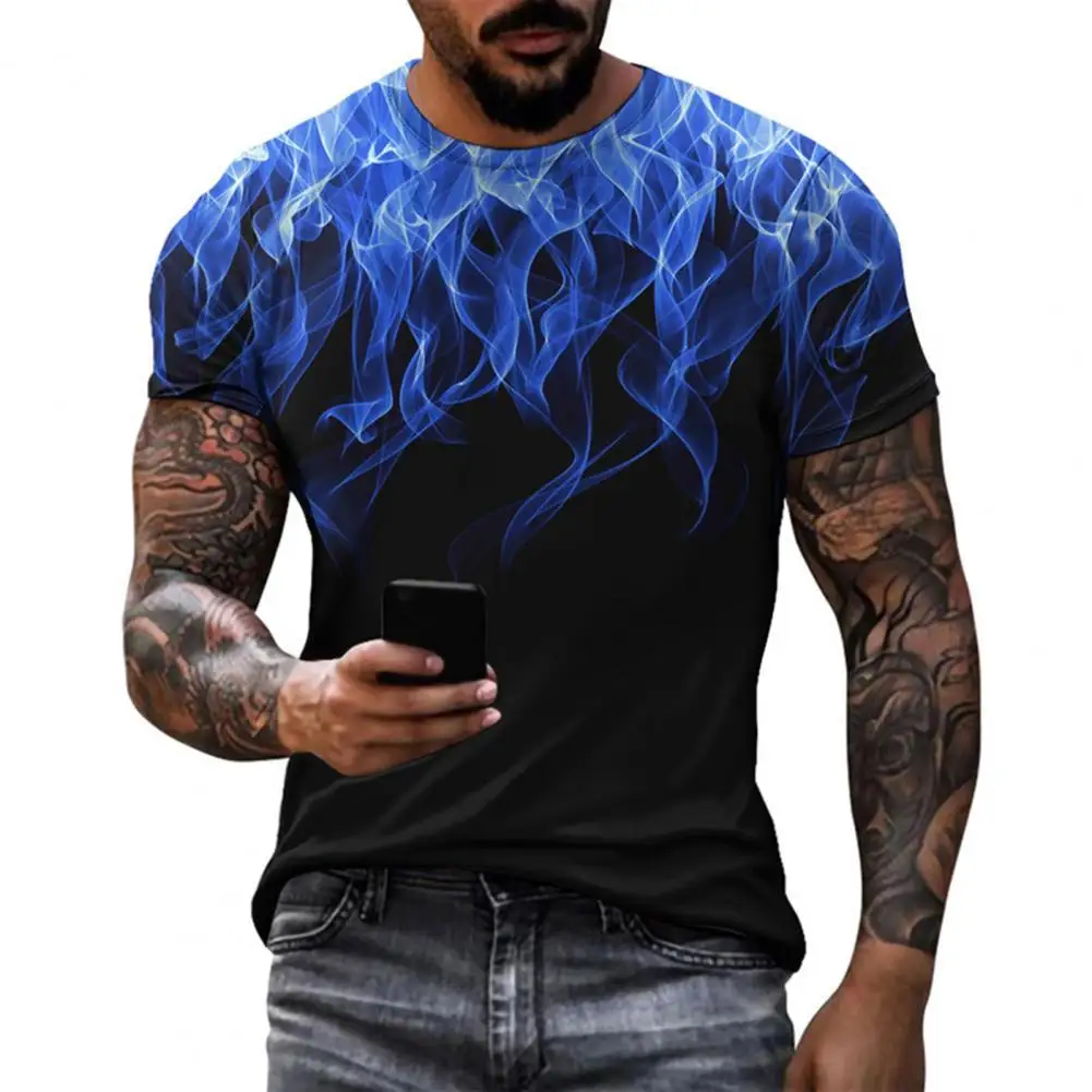 

3D Printing Flame Gradient Tee Men's Summer Short-Sleeved T-Shirt Street Fashion Personality Boy tshirt Casual O-Neck Tops