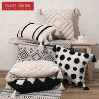 tassels decorative cushion cover 45x 4530x50cm beige black sofa pillow cover handmade home decoration for living room bed