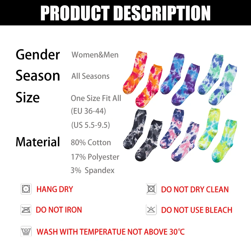

2021 Popular Men's Socks Women Fashion Smiling Face Cotton Tie Dye Harajuku Hip Hop Skateboard Happy Funny Weed Tube Socks