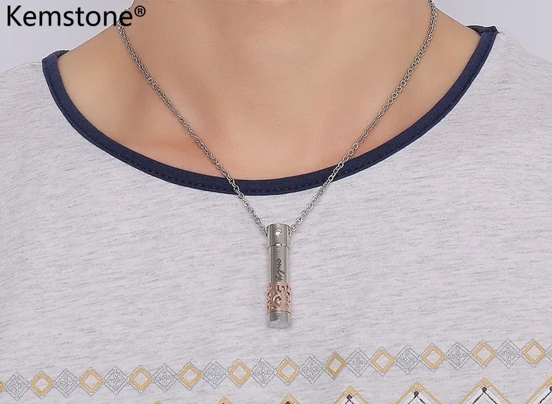 Ожерелье из нержавеющей стали в виде цилиндра цвета черного синего розового