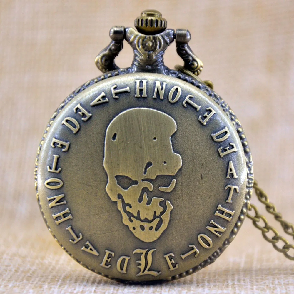 Retro Death Note Japanese Anime DN Dial Skull Quartz Pocket Watch Analog Necklace Pendant Womens Mens Gift Reloj Montre De Poche | Наручные