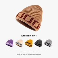 new style embroidered letters for men and women lover hats high end pompoms f knit hat autumn and winter warmth skull beanie