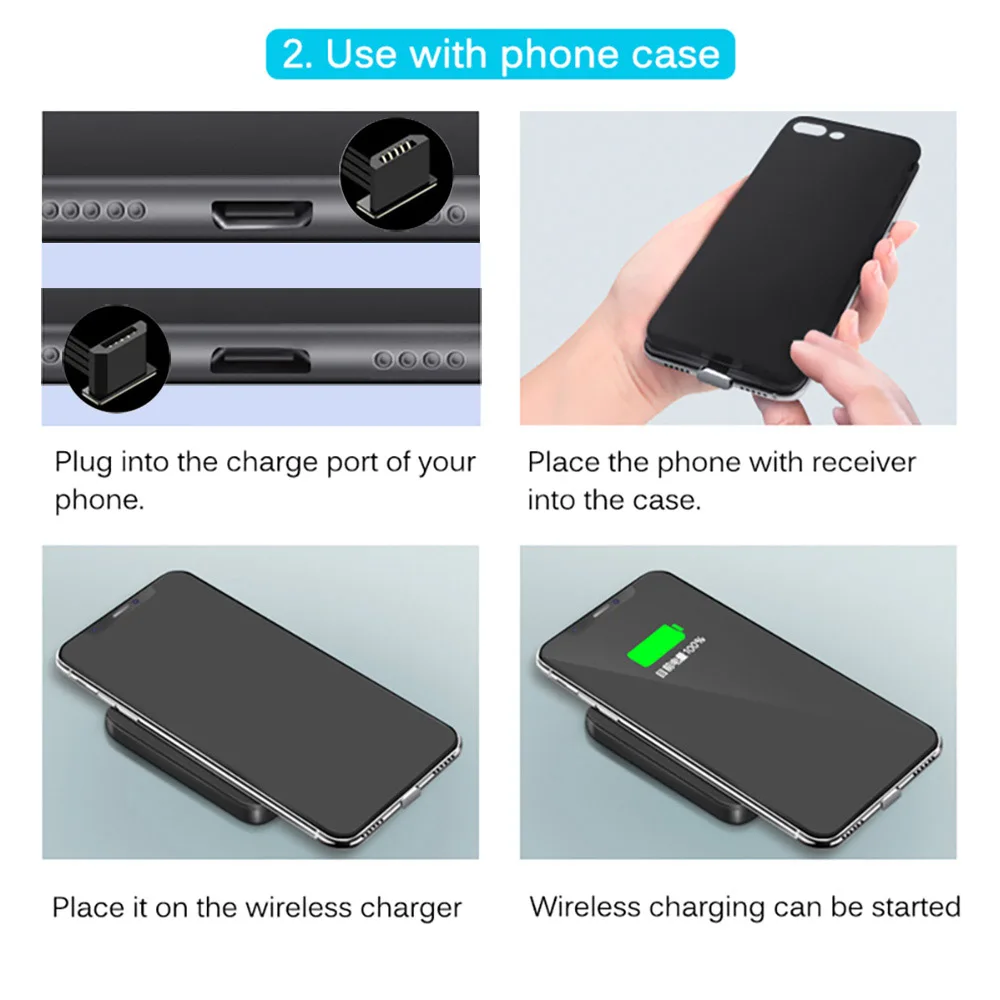 FDGAO Qi Беспроводное зарядное устройство приемник Pad катушка для iPhone 5 5S SE 6 6S 7 Plus беспроводной зарядный адаптер коврик для Andriod type C