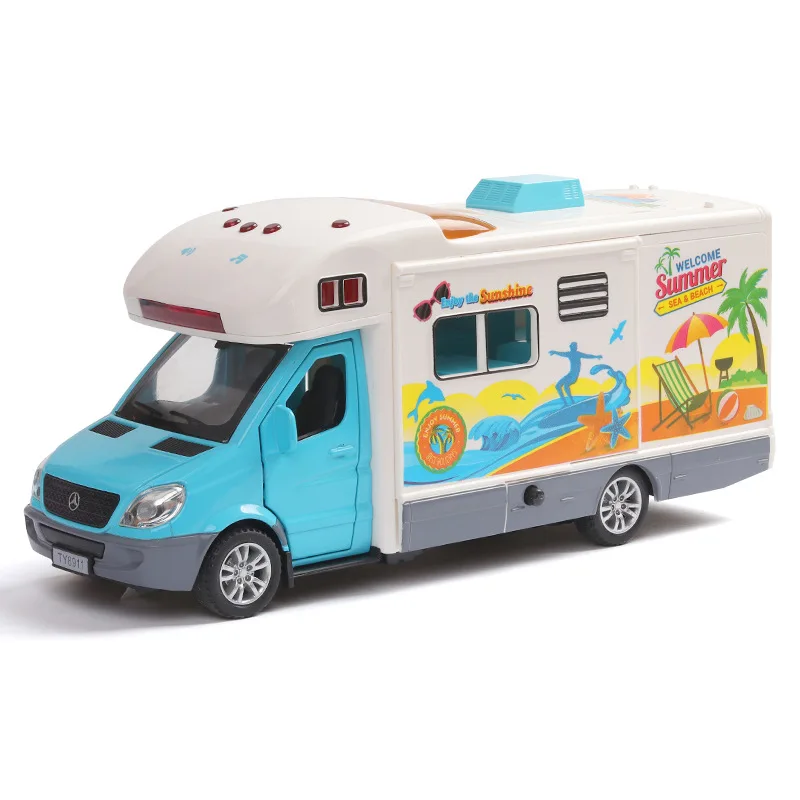 

Bisney 1:36 Cartoon Toy Touring Model Car Simulation Nanny Car Model Music Light Pull Back Cars Car Products Children Toys Gifts