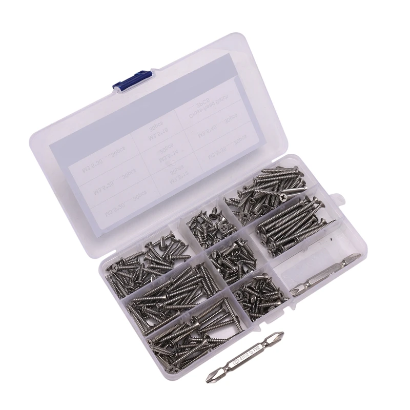 242Pcs M3.5 Screw Set Stainless Steel Flat Head Self-Tapping Kit Thread | Обустройство дома