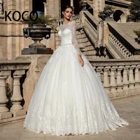 macdugall charming ball gown wedding dress 2021 lace applique bows scoop neck train sweep tulle long sleeve princess sashes