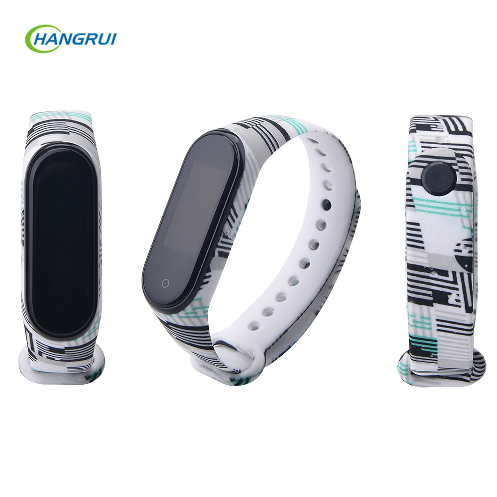 Для mi band 3 4 ремешок с принтом силиконовый ремешок на запястье для xiaomi mi band 3 Replacemet Камуфляжный браслет для mi band 3 браслет - Цвет: Multi-pattern