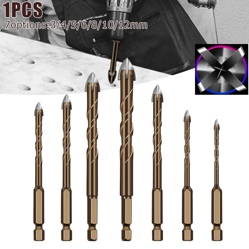 

Cross Tile Bits Glass Ceramic Concrete Hole Opener Alloy 1/4\" Hex Shank 3-12mm Hexagonal Shank Metal Four-blade Drill Bit