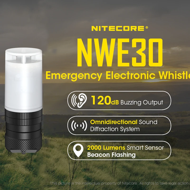 NITECORE NWE30 120dB аварийный электронный свисток + 2000 люмен смарт датчик мигающий