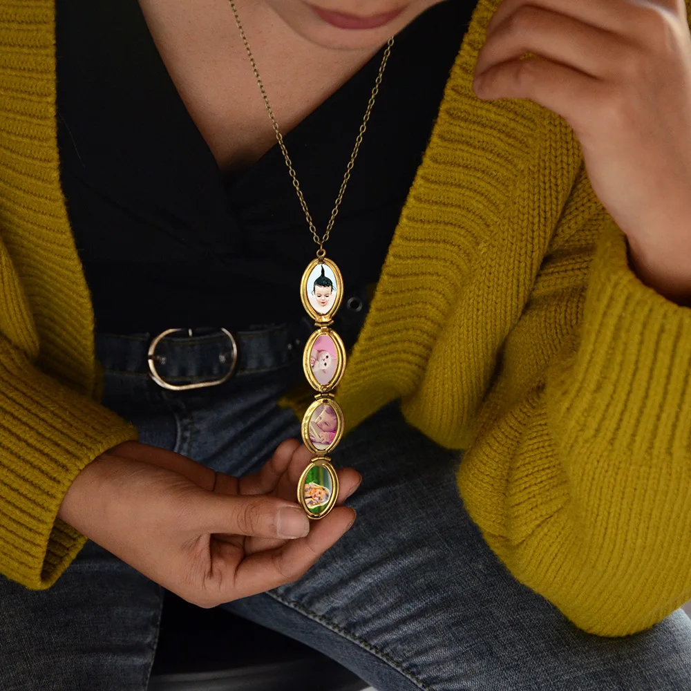 4 слота складной расширяющийся фото медальон Ожерелье Подвеска альбом памяти