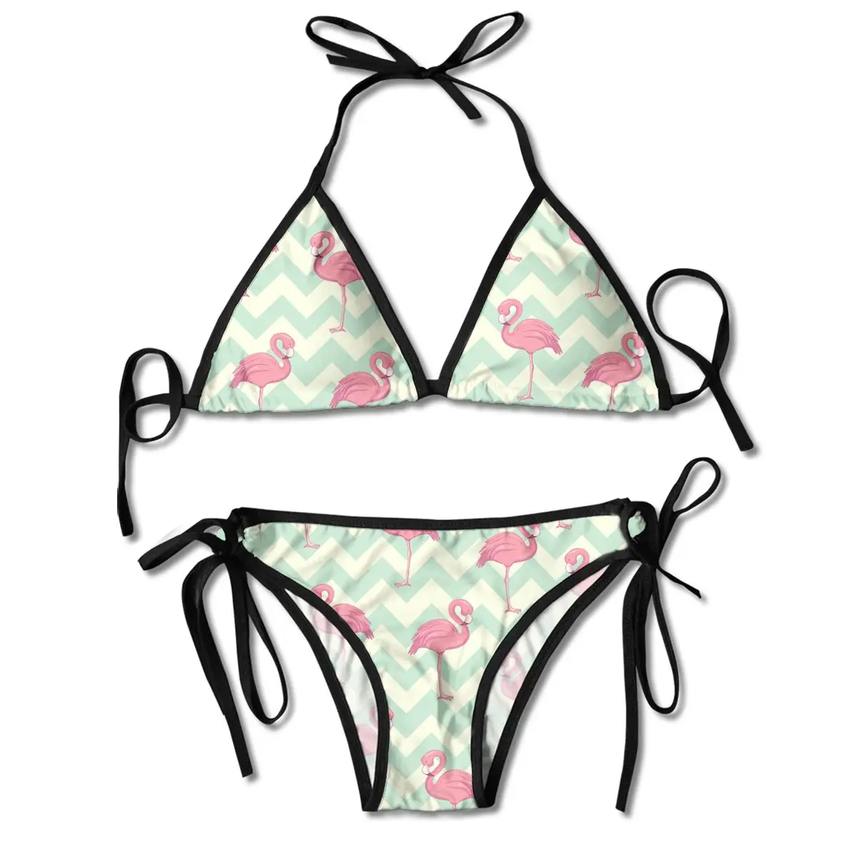 

Flamingos Sexy Bikinis 2020 Push Up 2 Piece Set Women's Swimsuit Padded Bra Swimwear Bather Ribbed Bathing Suit