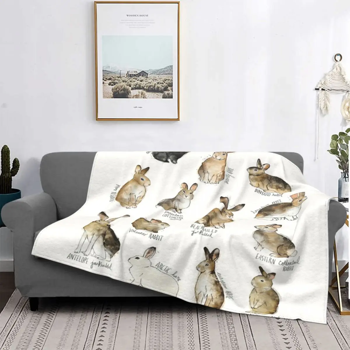 

Manta de conejos y liebres para cama, colcha a cuadros, alfombra de felpa de Anime, mantas de lana para camas