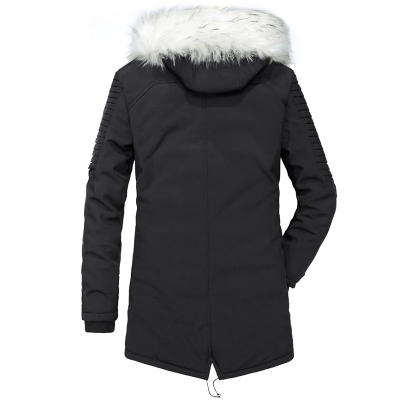Зимние длинные куртки мужские с меховым воротником ветровки Утепленные Пальто