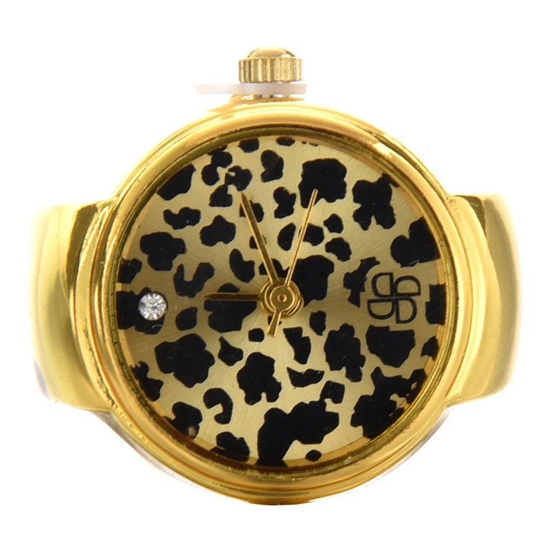 1 шт Золотые круглые металлические леопардовые карманные часы с кольцом на палец