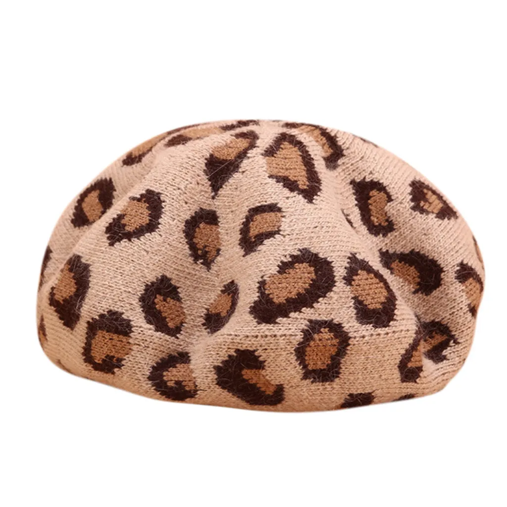 Хит продаж женские осенне зимние береты шляпа французский стиль Леопардовый