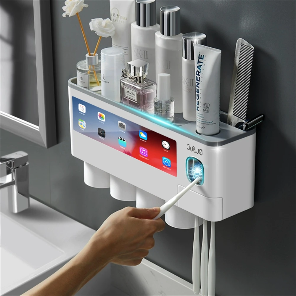 

Magnetic Adsorption Toothbrush Holder Automatic Toothpaste Squeezer Dispenser Wall Mount Storage Rack Bathroom Accessories L1