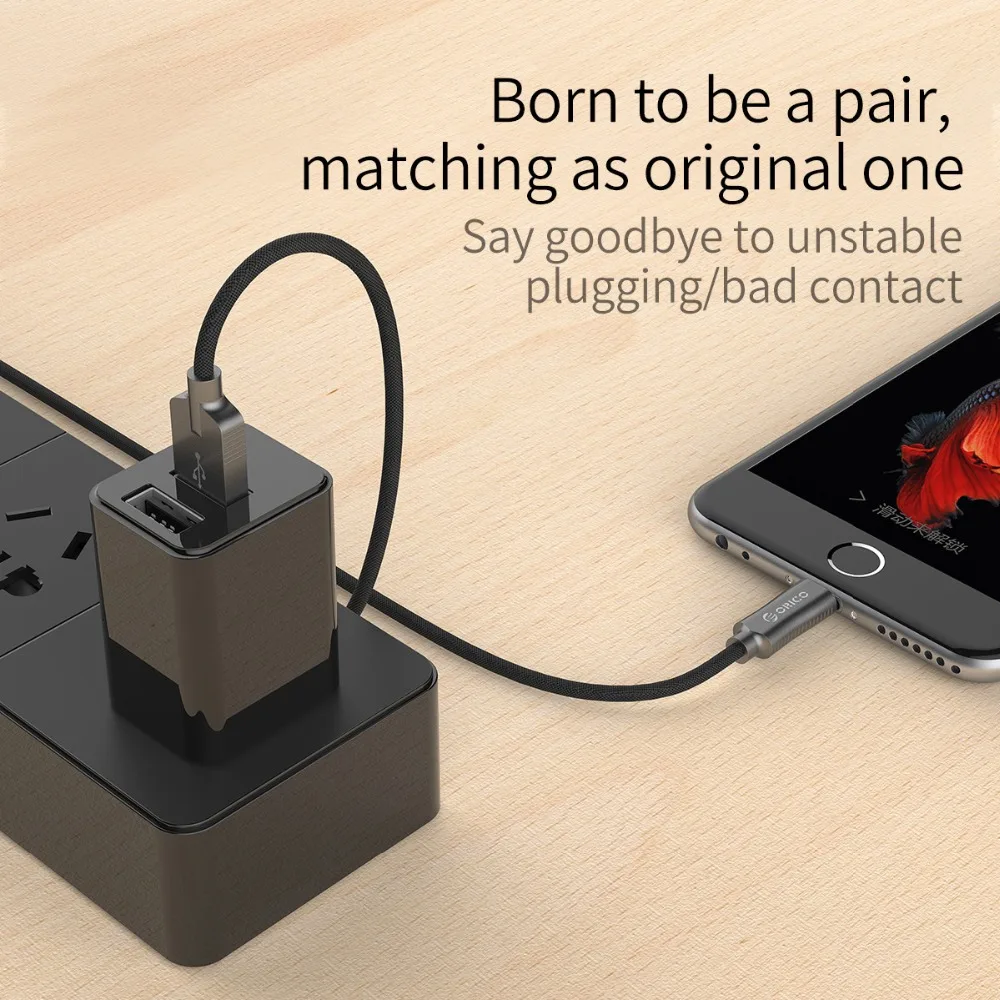USB кабель ORICO LTU Lightning для iPhone 3 фута 100 см 2 4 А быстрой зарядки 6 7 питания Plus|usb cable for
