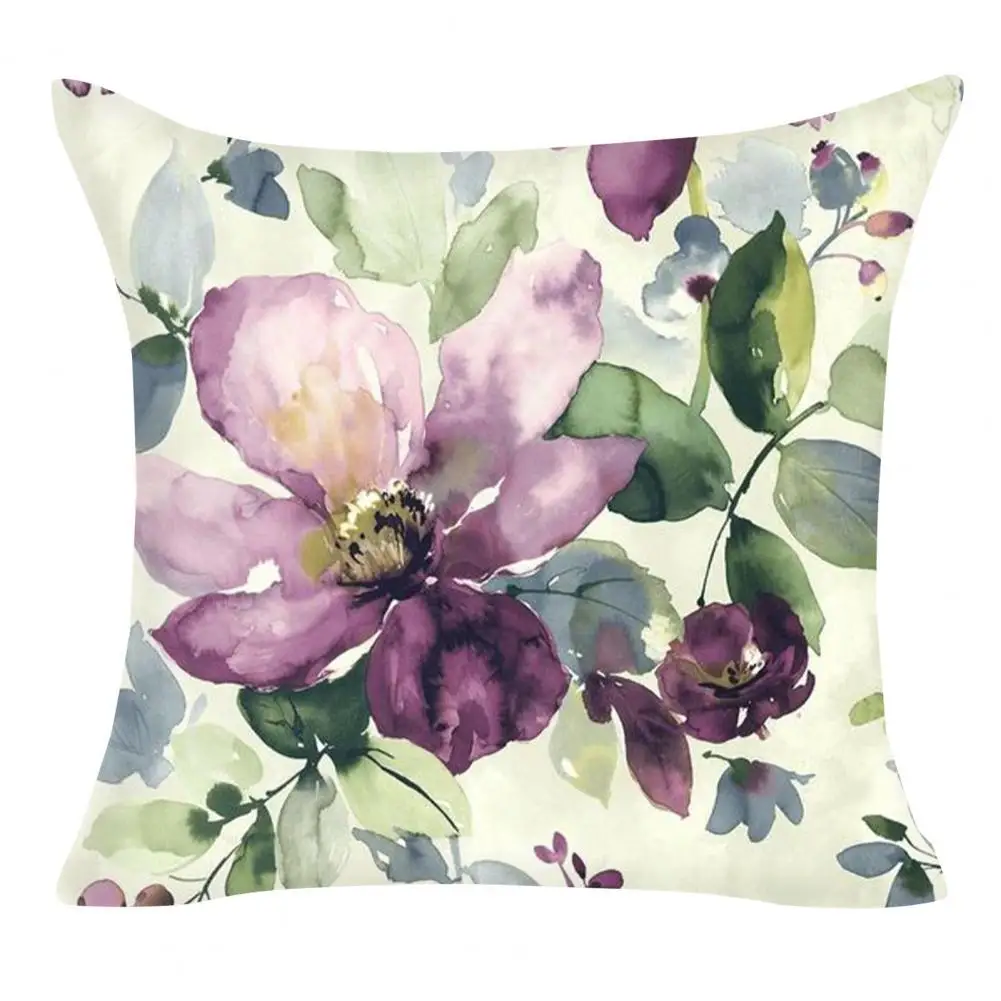 

Pillow Cover Soft Touch Easy Care Polyester Chinese Ink Painting Style Pillowcase Home Textile Anti-stain Cushion Cover