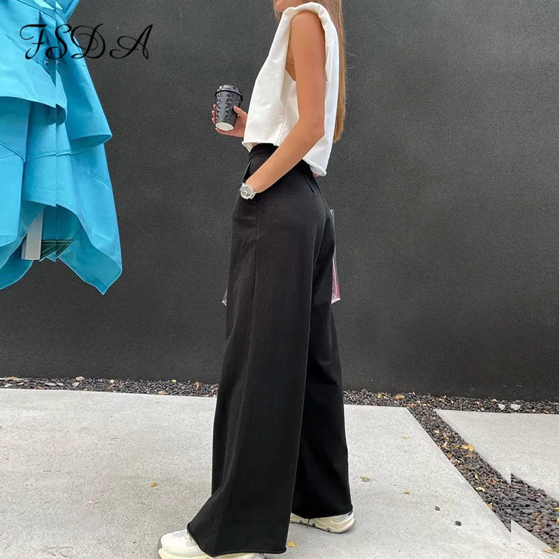 Женский укороченный топ без рукавов FSDA черный костюм-двойка цвета хаки и длинные