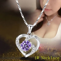 fashion jewelry necklace heart shaped pendant necklace stylish female zircon cuteromantic stainless steel chain women girl gift