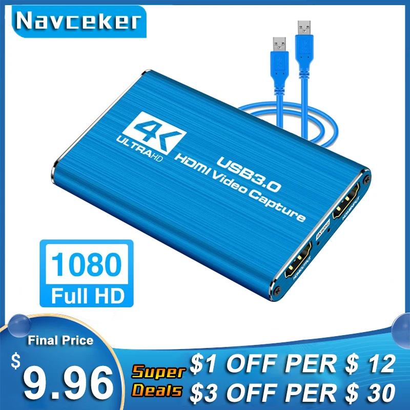 Placa de Captura de Vídeo Hdmi para Usb Placa de Captura Registro de Jogos de Tabuleiro Streaming ao Vivo Hdmi 3.0 Transmissão tv Loop hd 1080p 4k 2.0