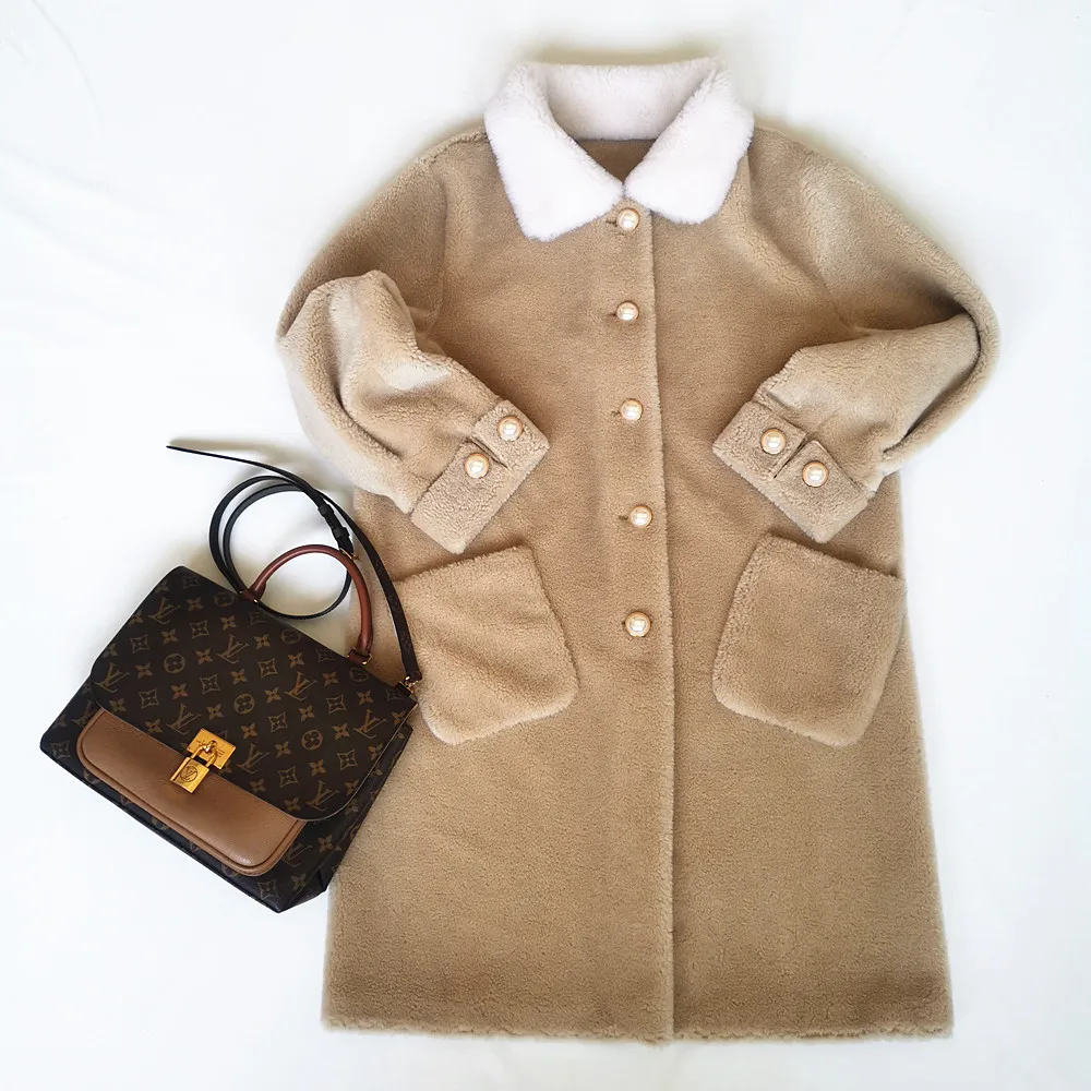 

Женское кашемировое пальто, пальто из 100% шерсти с натуральным мехом, сезон весна-Зима