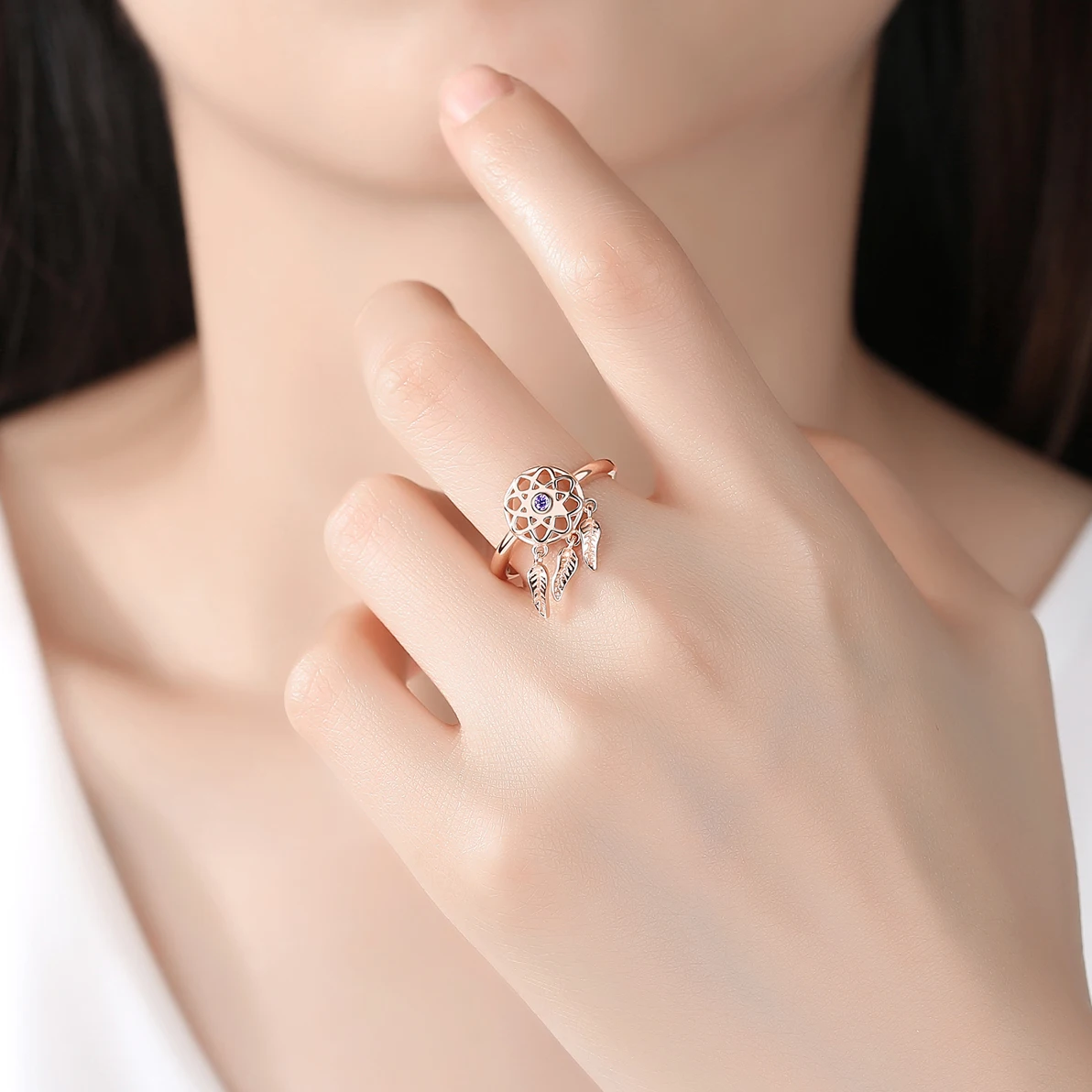 Женское кольцо TONGZHE настоящее из 100% стерлингового серебра 925 пробы Ловец снов