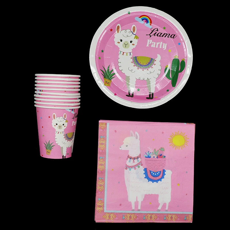 60 шт./упак. набор одноразовой посуды с искусственной ламой одноразовые тарелки