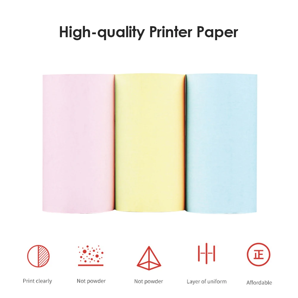 

USB Thermal Receipt Printer Paper 3 Rolls Thermal Paper White Color Sticker Paper for P1 P2 P2S Mini Photo Printer