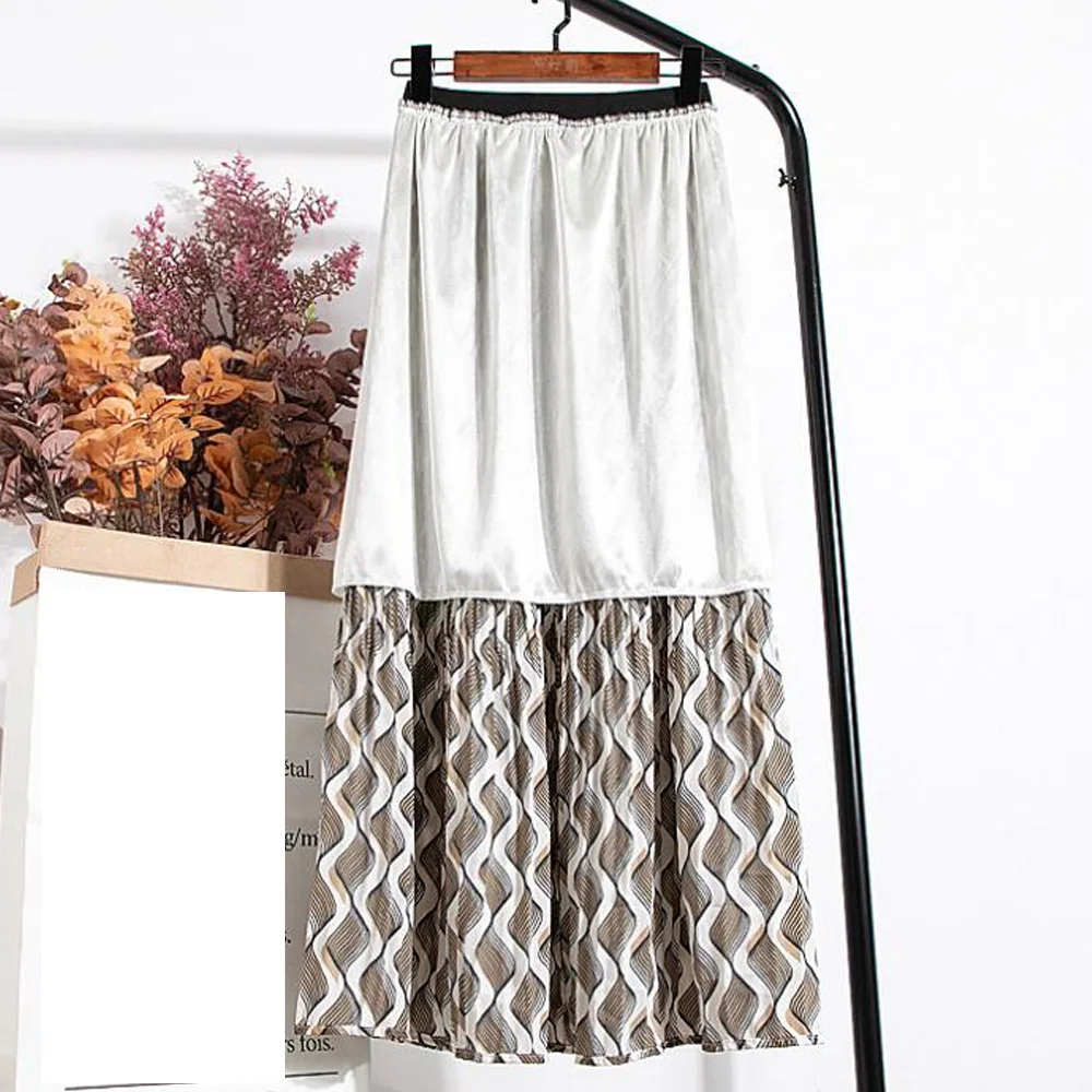 

Spring Summer Women Chiffon Skirts Vintage Style Floral Ripple Print Ladies Casual Long Pleated A Line Skirts Female