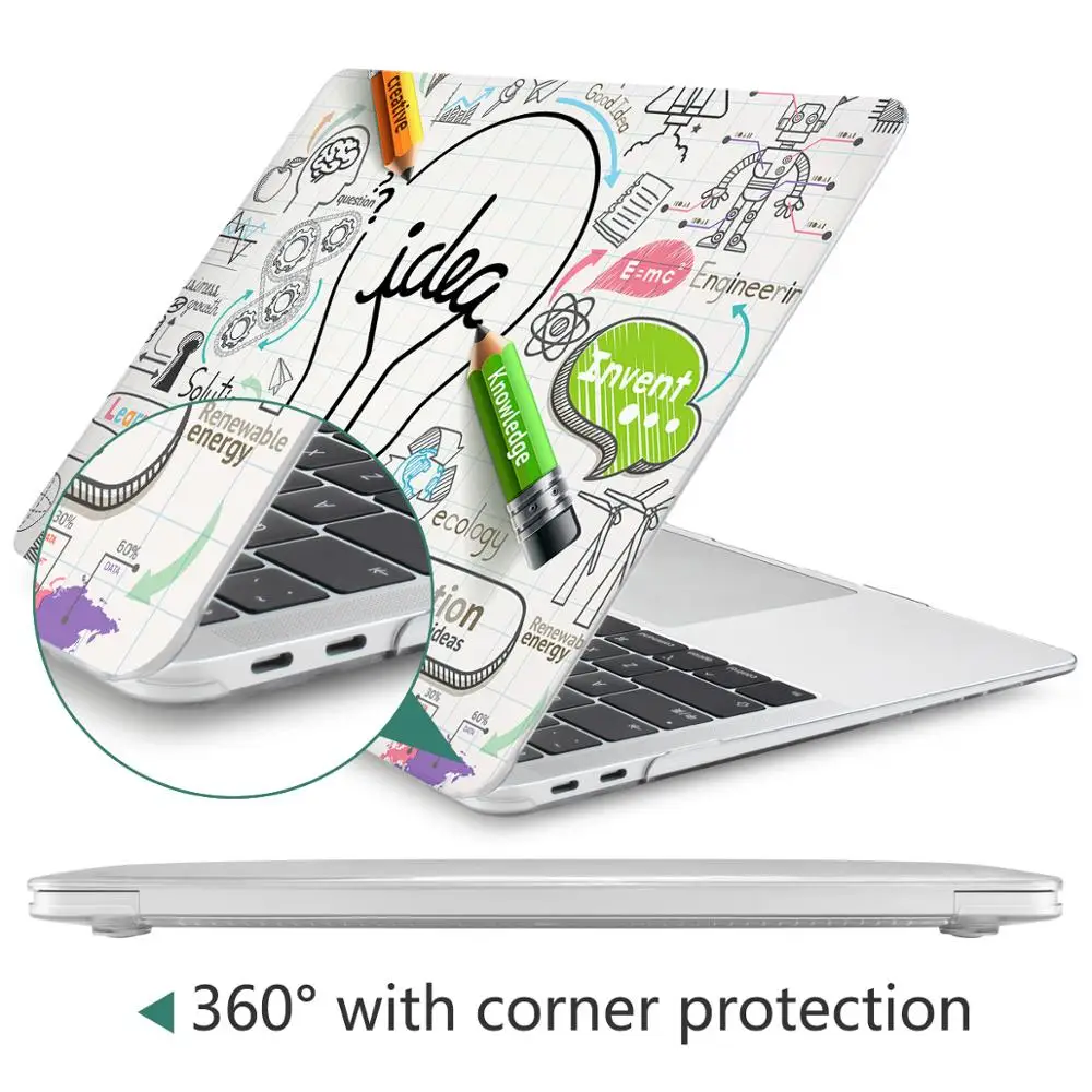 Жесткий чехол Batianda для Macbook Air Pro Retina 11 12 13 15 3 дюймов Touch Bar A1706 A1708 A1989 A1932 A1990