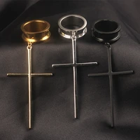 vankula 2pcs expander dangle ear plugs tunnels steel gold black stainless steel body piercing jewelry cross gauges earrings