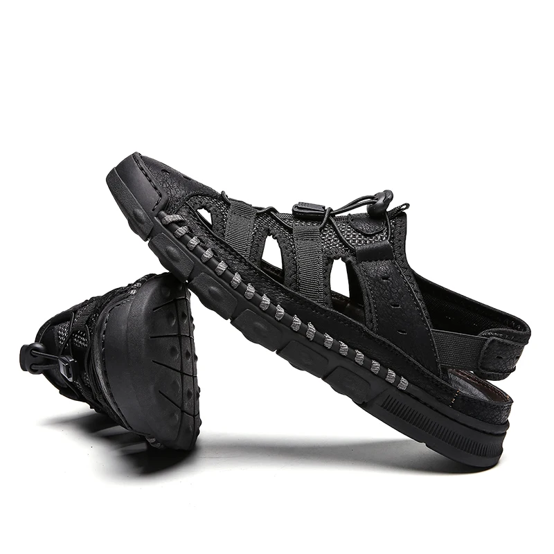 Высококачественная летняя модная мягкая обувь мужские сандалии из натуральной