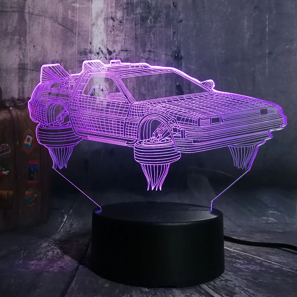 

Movie Fans Souvenir Back To The Future Car 3D LED Night Light Multicolor 7 Color Change Table Lamp Child Christmas lamp Decor