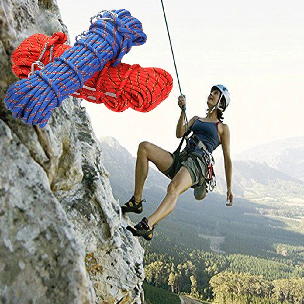 Высокопрочный трос для скалолазания безопасный с карабином диаметром 10 мм 3 кН