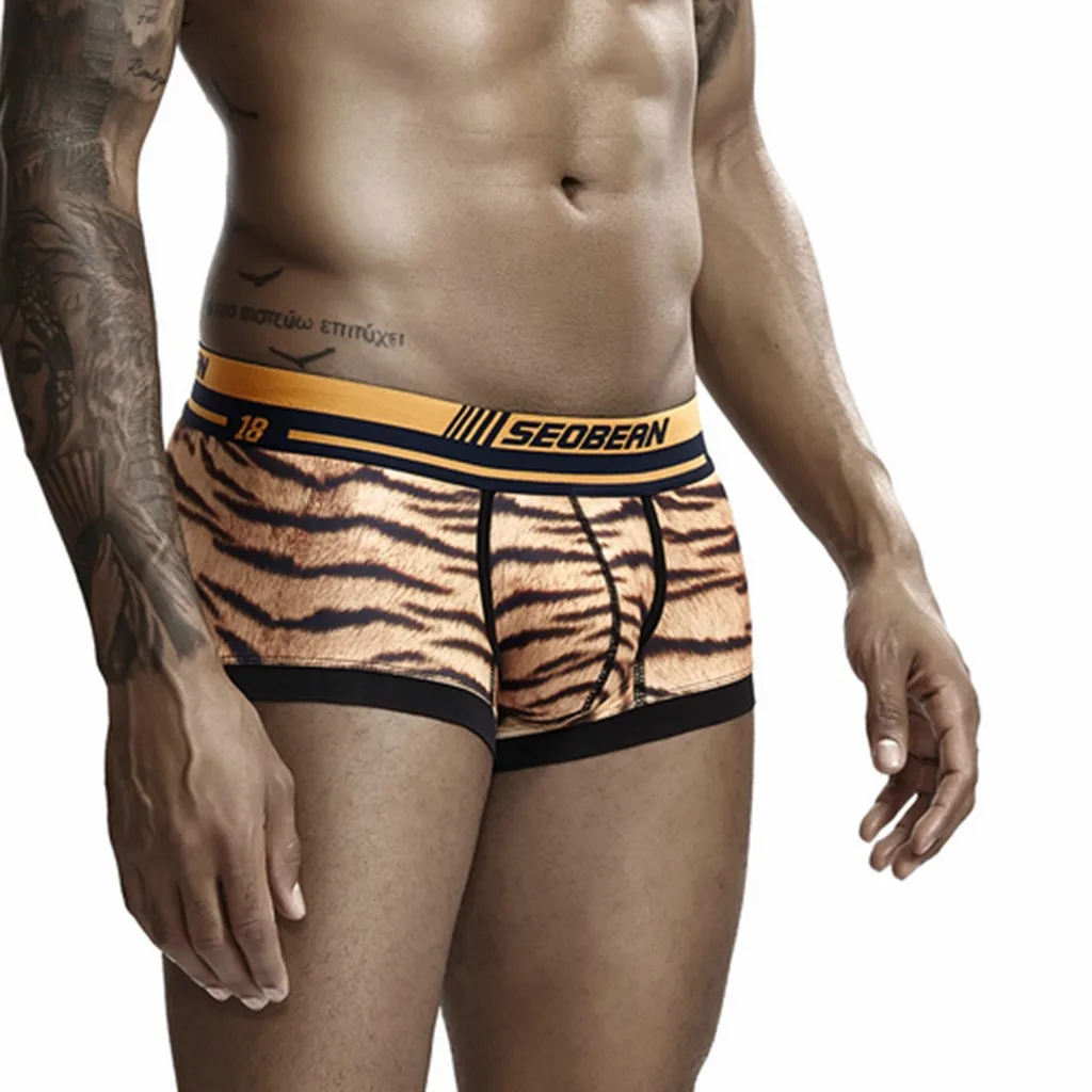 Боксеры мужские с леопардовым принтом пикантное удобное нижнее белье дышащие