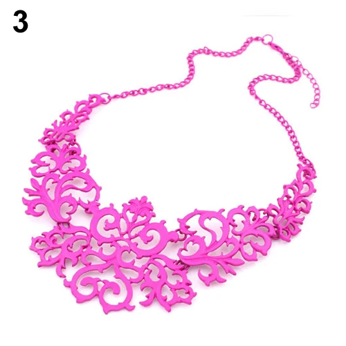 Women Vintage Hollow Pattern Pendant Bib Choker Necklace Statement Chain Gift |