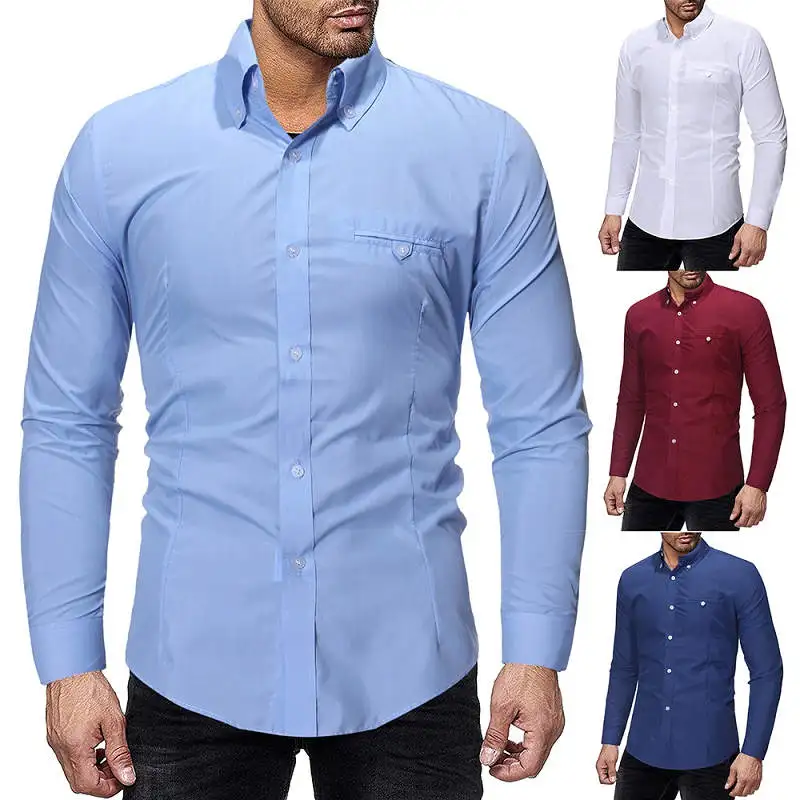 Мужская рубашка с длинным рукавом мужские Модные Повседневные рубашки