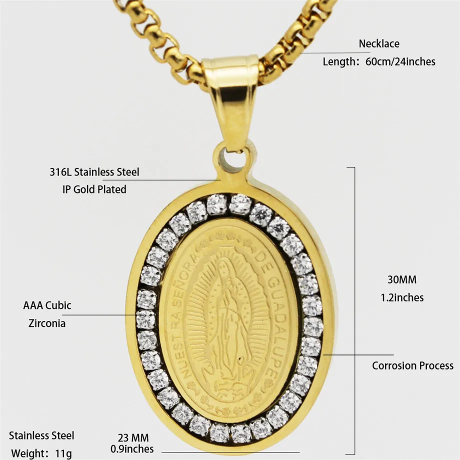Ожерелье Богородицы золотистая бижутерия ожерелье из нержавеющей стали с