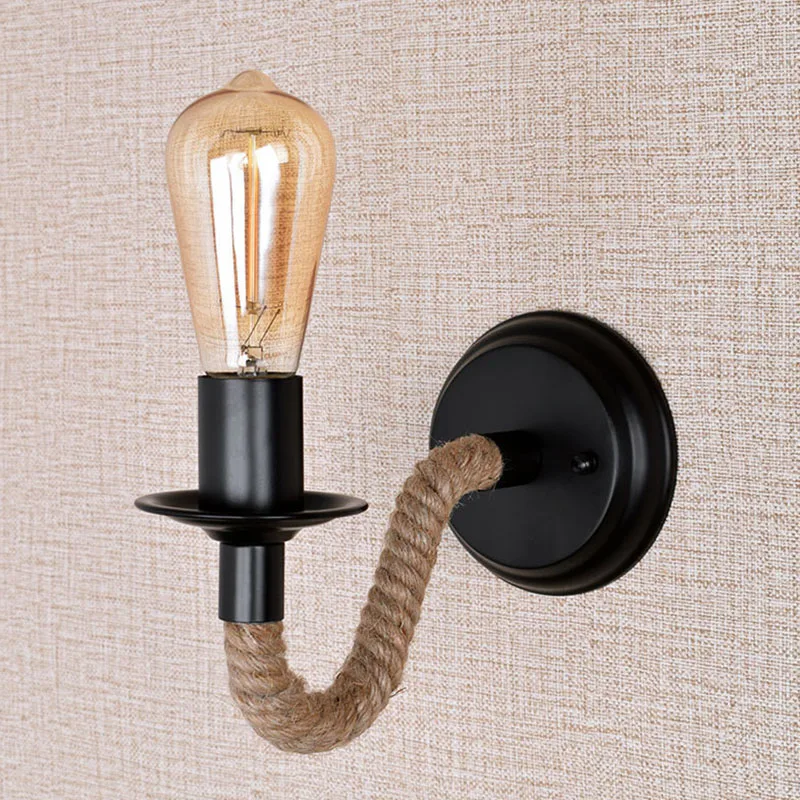 

Vintage Wall Sconce Interior Wall Lamps Deco Mural Industrial Candle Sconces Hemp Rope Anpro Rustic Country Decor Room E27 Homhi